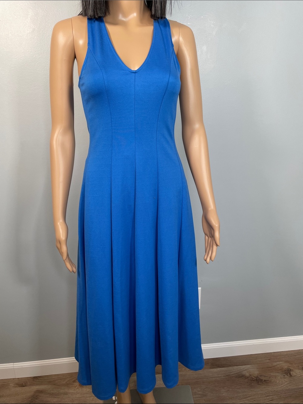 H&M Cobalt Blue V-Neck Sleeveless Midi Dress